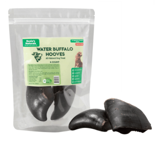 Natural Water Buffalo Hooves - Premium High Protein Dental Chews for Dogs, 4 Count