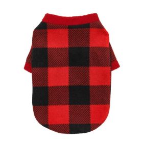 Cozy Christmas Canine Fleece Sweater (Color: Red And Black Grid, size: Xs)