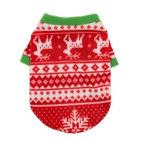 Cozy Christmas Canine Fleece Sweater (Color: Christmas Elk, size: L)