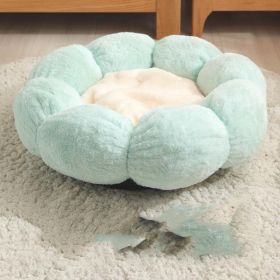 Floral Haven Pet Bed - Luxurious Flower-Shaped Blanket For Dogs And Cats (Color: Green Light Pink, size: 55Cm)