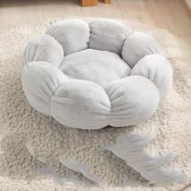 Floral Haven Pet Bed - Luxurious Flower-Shaped Blanket For Dogs And Cats (Color: Light Gray, size: 55Cm)
