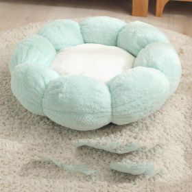 Floral Haven Pet Bed - Luxurious Flower-Shaped Blanket For Dogs And Cats (Color: Green White, size: 40Cm)