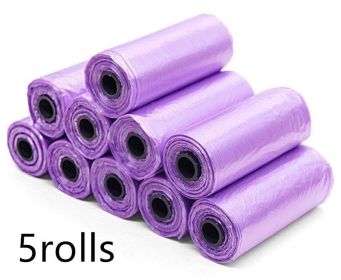 Pet Pooch Pack - Colorful Coiled Dog Waste Bags (Count: 5Rolls, Color: Purple)