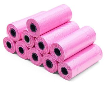 Pet Pooch Pack - Colorful Coiled Dog Waste Bags (Count: 10Rolls, Color: Pink)
