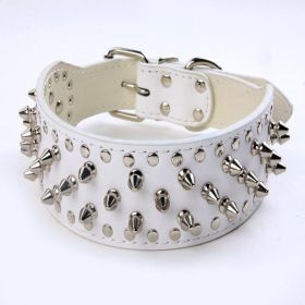 Rugged Rivet-Embellished Collar For Large Dogs (Color: White, size: M)