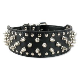 Rugged Rivet-Embellished Collar For Large Dogs (Color: Black, size: Xs)