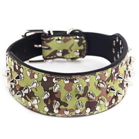 Rugged Rivet-Embellished Collar For Large Dogs (Color: Green, size: Xs)