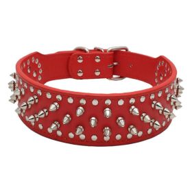Rugged Rivet-Embellished Collar For Large Dogs (Color: Red, size: Xs)