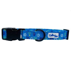 Cutie Ties Adjustable Dog Collar with Fun Designs (Size-Pack Of: Small-1, Color: Hanukkah Blue Dreidel)