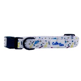 Cutie Ties Adjustable Dog Collar with Fun Designs (Size-Pack Of: Small-1, Color: Dino Doggy White)