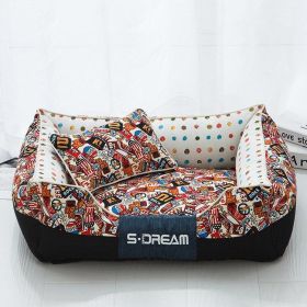 Cozy Haven Pet Bed: The Perfect Retreat For Your Furry Friends (Style-Size: Have Small Pillows-M, Color: Cola)