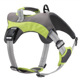 Reflective Chest Strap Dog Leash Set With Towing Rope (Color: Green, size: M)