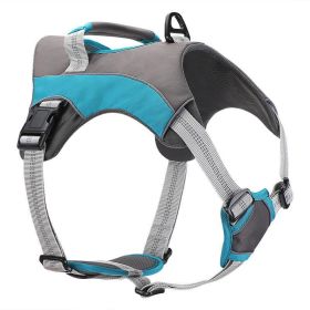 Reflective Chest Strap Dog Leash Set With Towing Rope (Color: Blue, size: M)