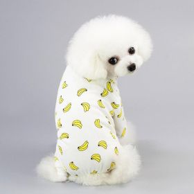 Casual Cartoon Fruit Pattern Dog Pajamas - Comfy Cotton Home Clothes For Your Four-Legged Friend (Color: Banana, size: S)