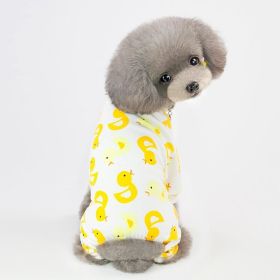 Casual Cartoon Fruit Pattern Dog Pajamas - Comfy Cotton Home Clothes For Your Four-Legged Friend (Color: Little Yellow Duck, size: S)