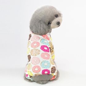 Casual Cartoon Fruit Pattern Dog Pajamas - Comfy Cotton Home Clothes For Your Four-Legged Friend (Color: Donuts, size: S)