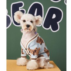 Preppy Paws V-Neck Striped Sweater - Cozy Winter Apparel For Dogs And Cats (Color: Light Blue, size: M)