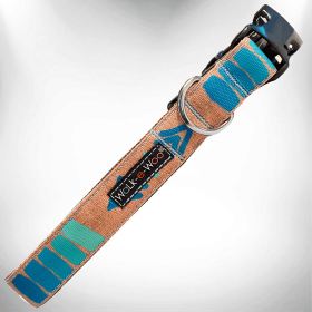 Tribal-Inspired Hand-Painted Dog Collar for Stylish Canines (Size-Pack Of: L 1" Width Fits 14-25" Neck-1, Color: Teal)