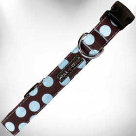 Elegant Red Polka Dot Dog Collar by Walk-e-Woo (Size-Pack Of: Xs 5/8" Width Fits 8-12" Neck-1, Color: Blue Dot On Brown)