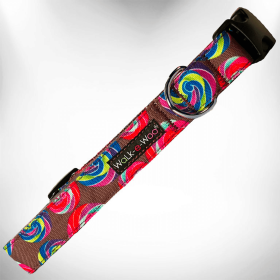 Lollipop Dog Collars: Stylish and Durable Comfort for Your Pet (Size-Pack Of: L 1" Width Fits 14-25" Neck-1, Color: Lollipop On Chocolate)