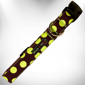 Elegant Red Polka Dot Dog Collar by Walk-e-Woo (Size-Pack Of: Xl 1.5" Wide Fits 18-28" Neck-1, Color: Green Dot On Brown)