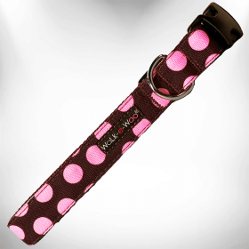 Elegant Red Polka Dot Dog Collar by Walk-e-Woo (Size-Pack Of: Xs 5/8" Width Fits 8-12" Neck-1, Color: Pink Dot On Brown)