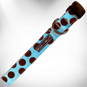 Elegant Red Polka Dot Dog Collar by Walk-e-Woo (Size-Pack Of: Xs 5/8" Width Fits 8-12" Neck-1, Color: Brown Dot On Lt Blue)