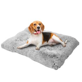 Fluffy Dog Crate Pad, Plush Faux Fur Dog Bed For Extra Large Dogs, Calming XL Dog Bed For Crate, Soft Warm Dog Crate Mat With Non-Slip Bottom, Grey (Color: Light Grey, size: Xl)
